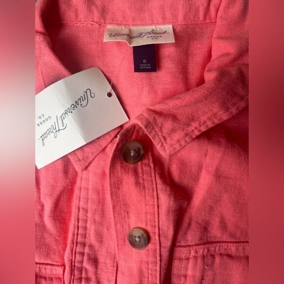 NWT Short Sleeve Linen Romper Coral Pink Women's 0 XS Shorts Universal Thread - Picture 5 of 11